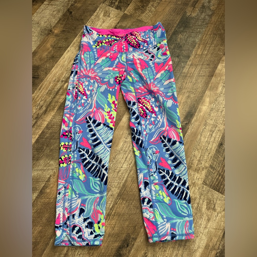 Lilly Pulitzer Luxletic Floral Print Leggings - Pink and Blue